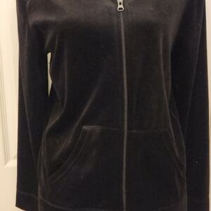 Zoey & Beth Women's Black Velour  Zip-Up Jacket Sz Med